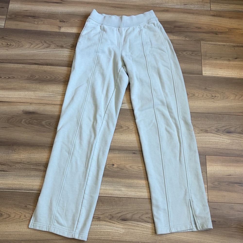 Alo Yoga Womens High Waist Free Time Straight Leg Sweatpants In Chalk Blue S